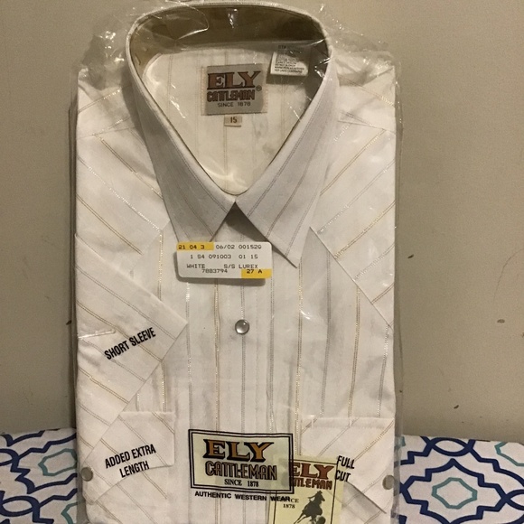 🔥#202, ELY CATTLEMEN, NWT, pearl buttons, sz.15, short sleeves, buy now🔥 - Picture 1 of 5